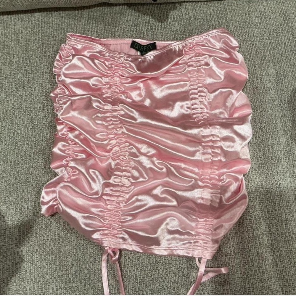 Dolls Kill Pink Satin Ruched Skirt